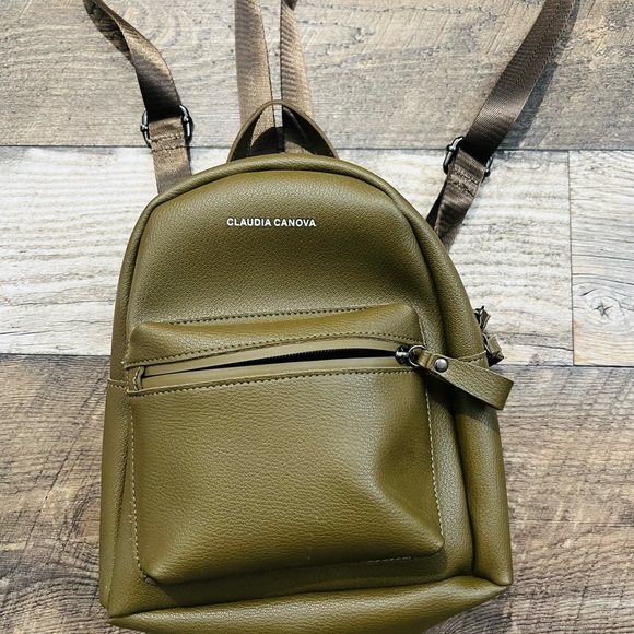 Claudia Canova Khaki Backpack With Logo Tape - Picture 14 of 14